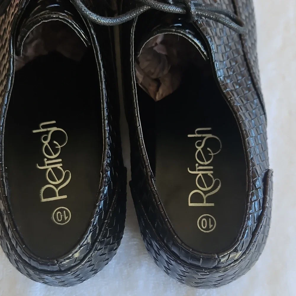 Refresh Hugo Black Woven Oxford Lace Up Men's Shoes US/AU Size 10‎
